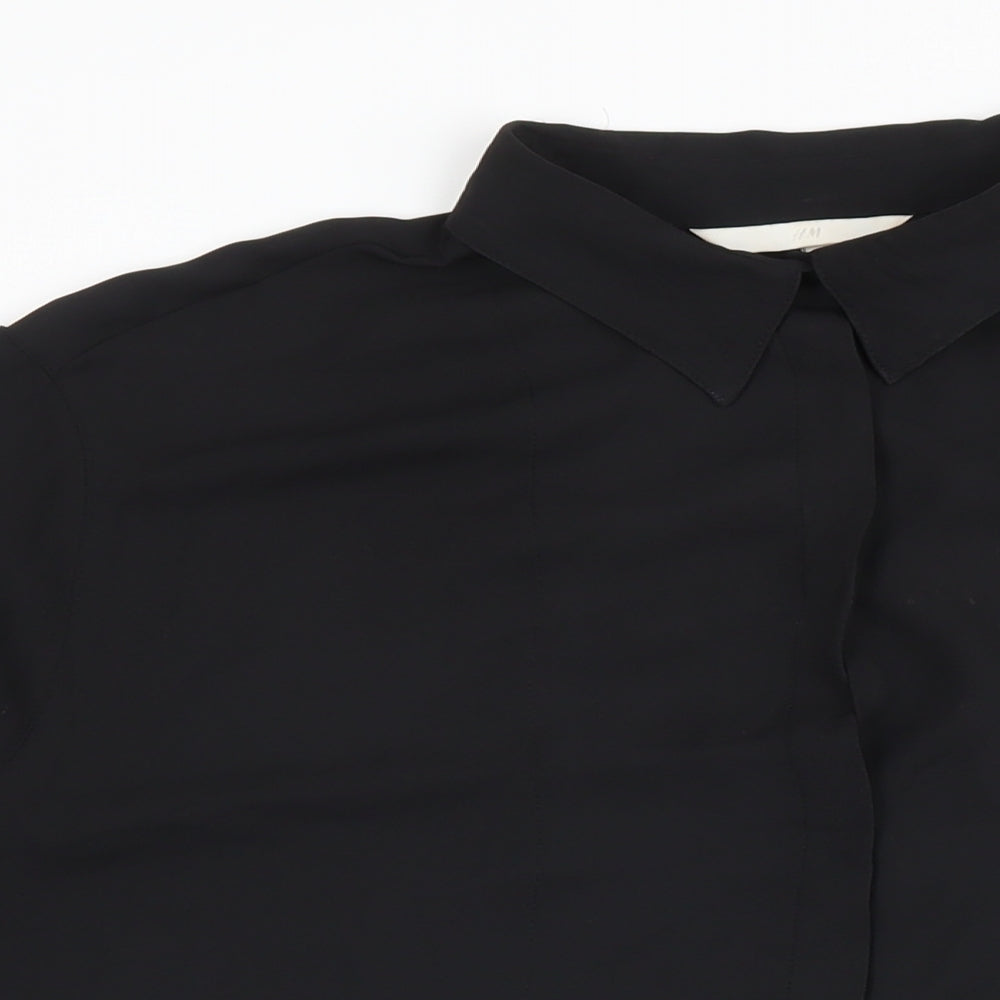 Womens UK Size M H&M Black Basic Button-Up