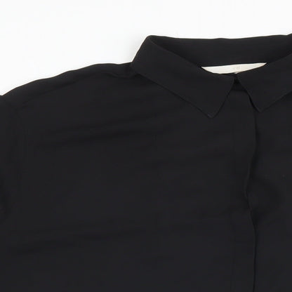 Womens UK Size M H&M Black Basic Button-Up