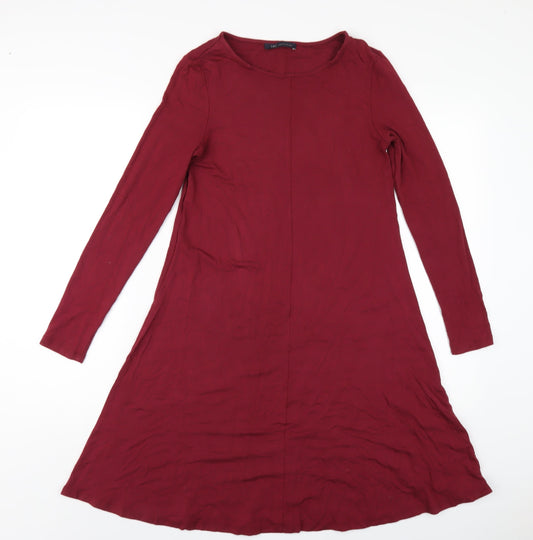 Marks and Spencer Womens Red Viscose A-Line Size 6 Round Neck Pullover