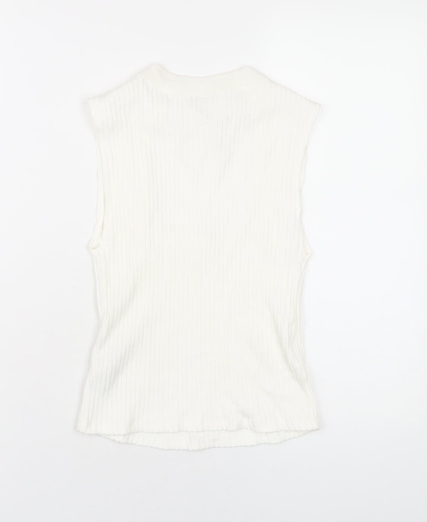 Zara Womens White Viscose Basic T-Shirt Size M Round Neck