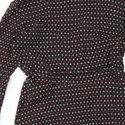 Pepe Jeans Womens Grey Geometric Viscose Wrap Dress Size S V-Neck Tie