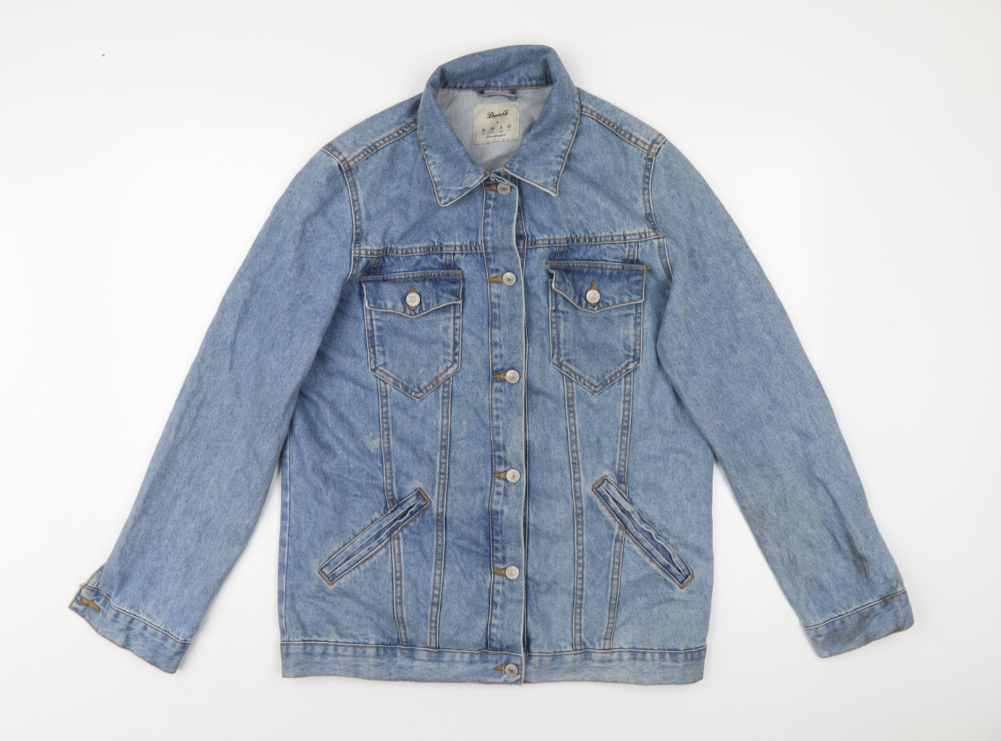 Denim & Co. Womens Blue Jacket Size 10 Button