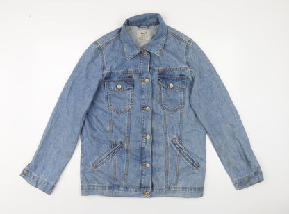 Denim & Co. Womens Blue Jacket Size 10 Button