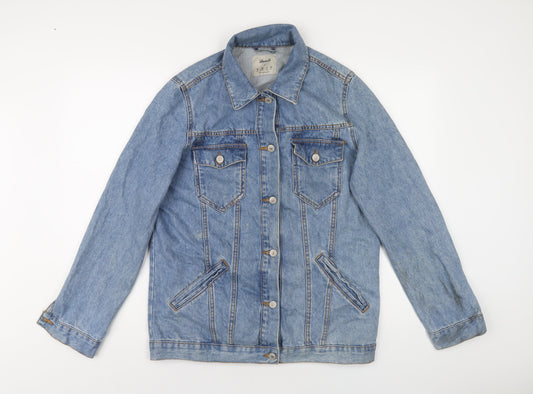 Denim & Co. Womens Blue Jacket Size 10 Button
