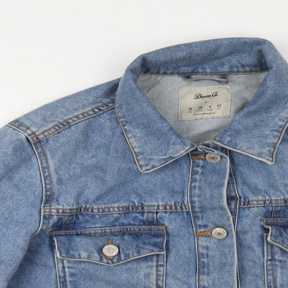 Denim & Co. Womens Blue Jacket Size 10 Button