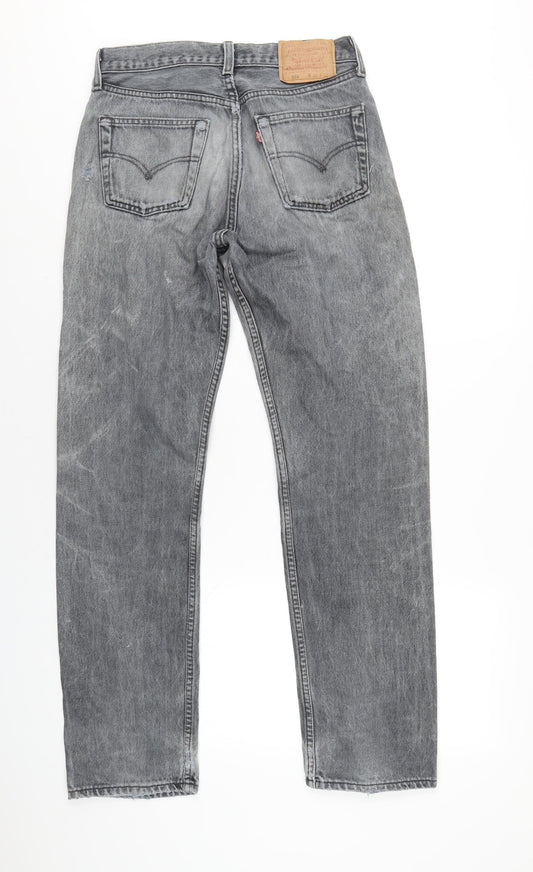 Levi's Mens Grey Cotton Straight Jeans Size 30 in L32 in Regular Button