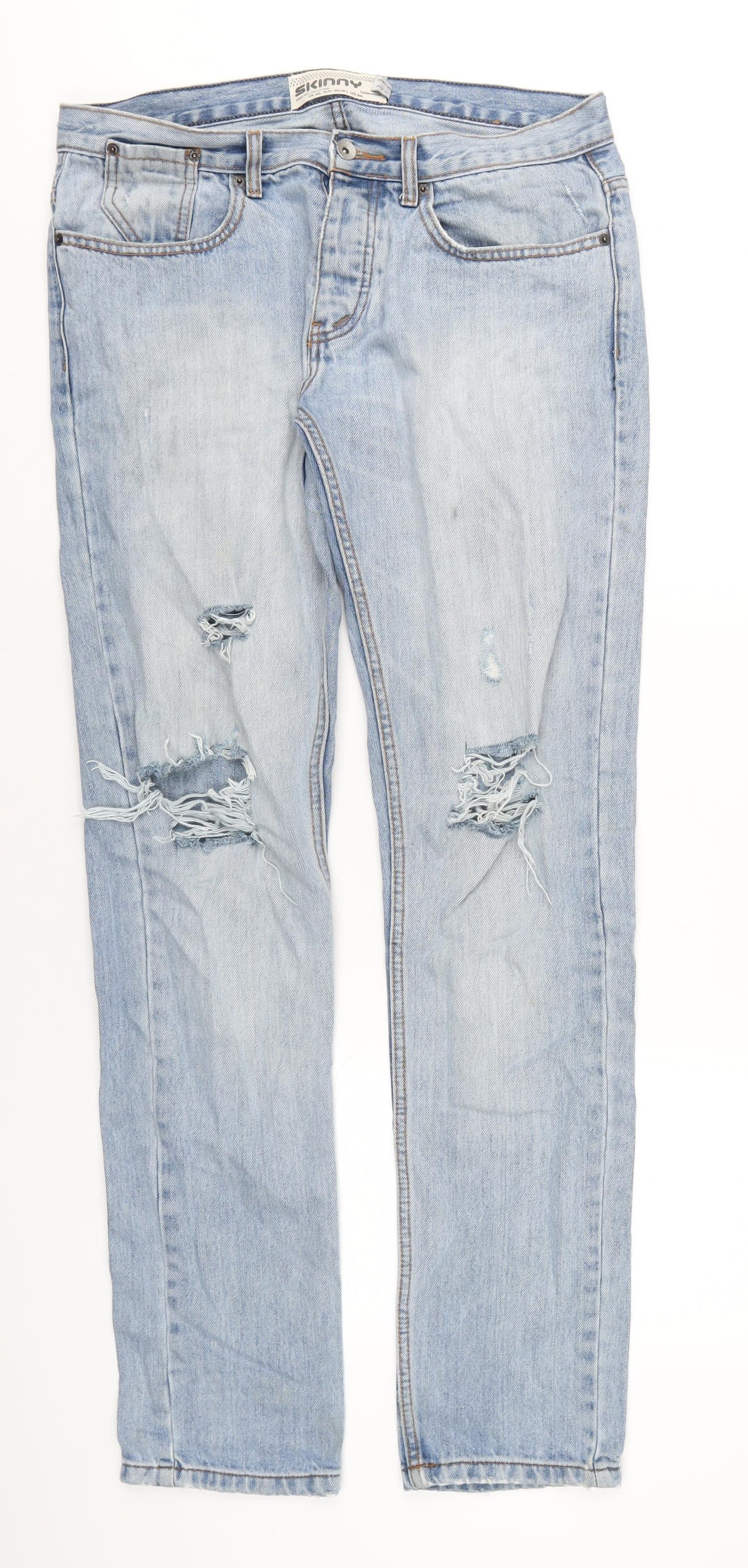 Mens UK Size 34 in Topman Regular Fit Straight Blue Jeans
