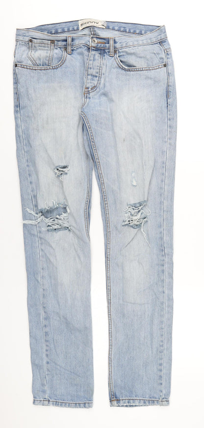 Mens UK Size 34 in Topman Regular Fit Straight Blue Jeans