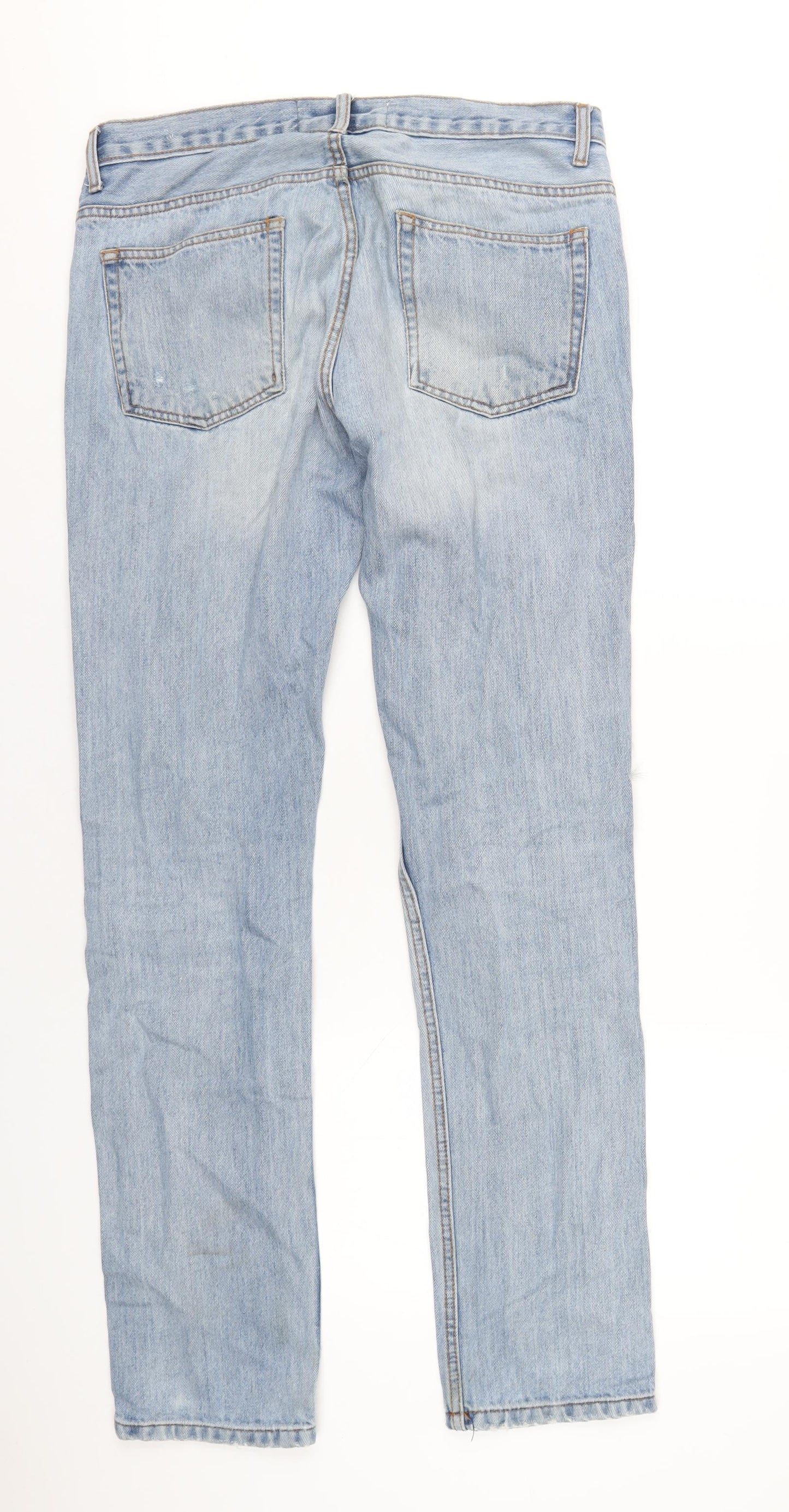 Mens UK Size 34 in Topman Regular Fit Straight Blue Jeans
