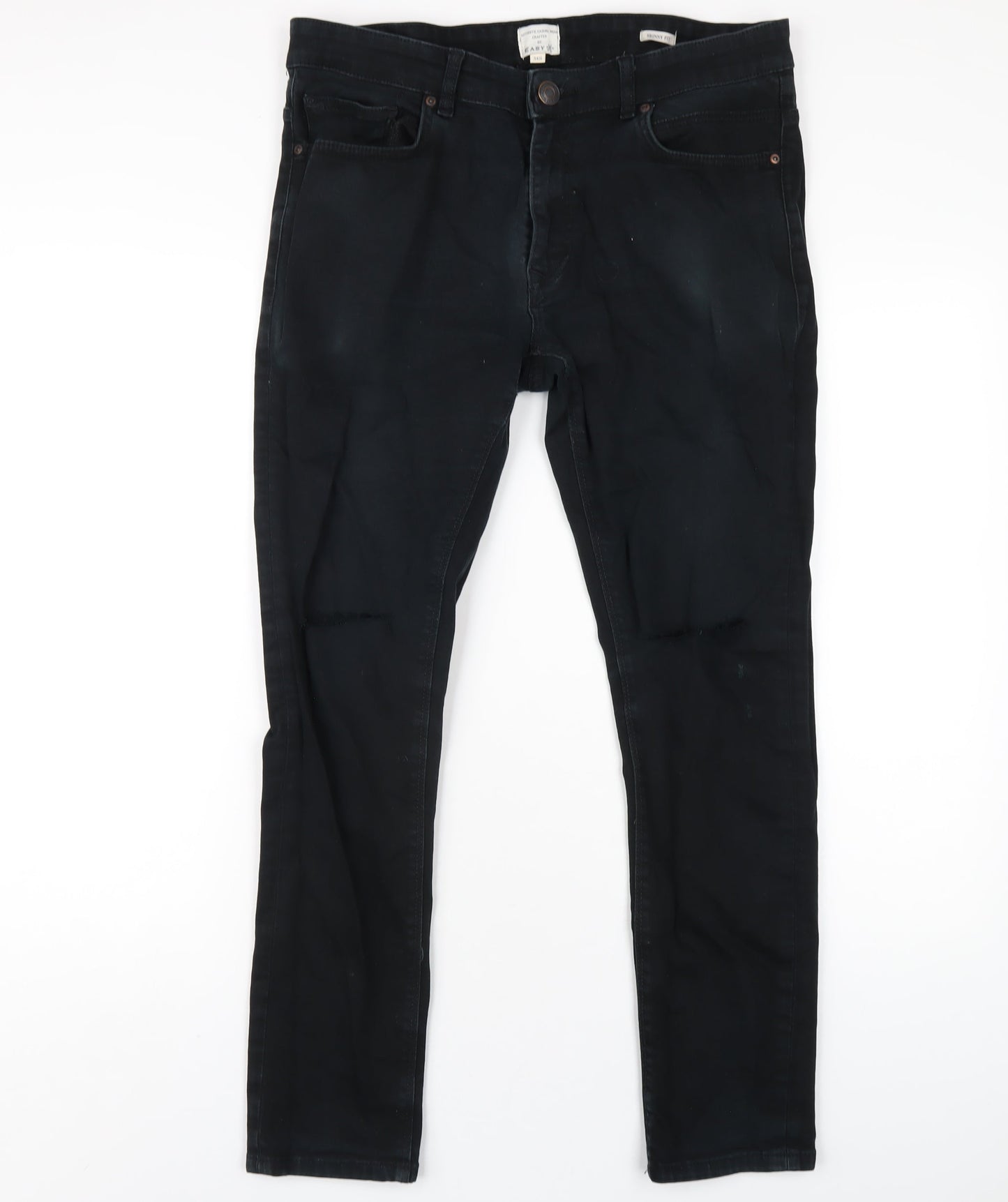 Easy Mens Black Cotton Skinny Jeans Size 34 in L29 in Regular Zip