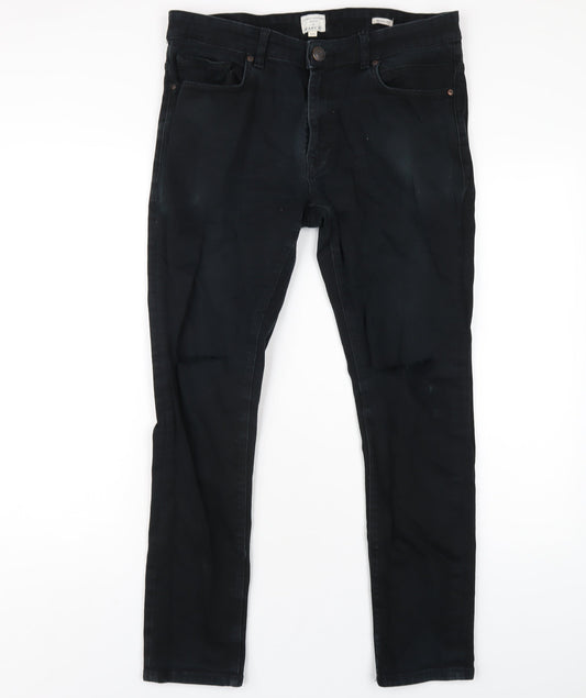 Easy Mens Black Cotton Skinny Jeans Size 34 in L29 in Regular Zip