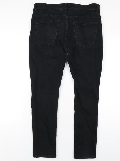 Easy Mens Black Cotton Skinny Jeans Size 34 in L29 in Regular Zip