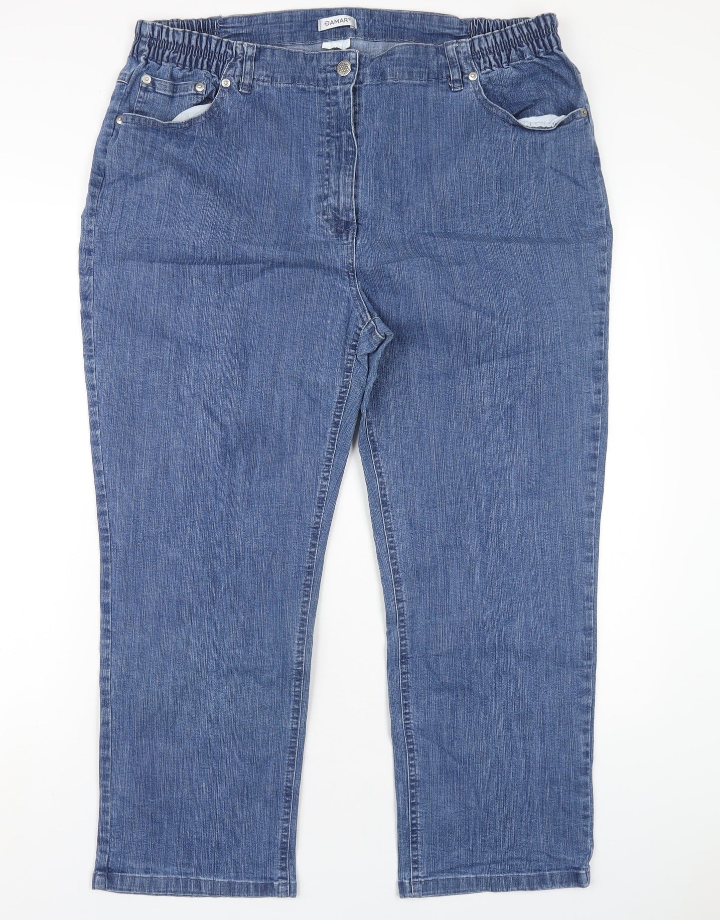 Damart Womens Blue Cotton Straight Jeans Size 36 in L26 in Regular Zip