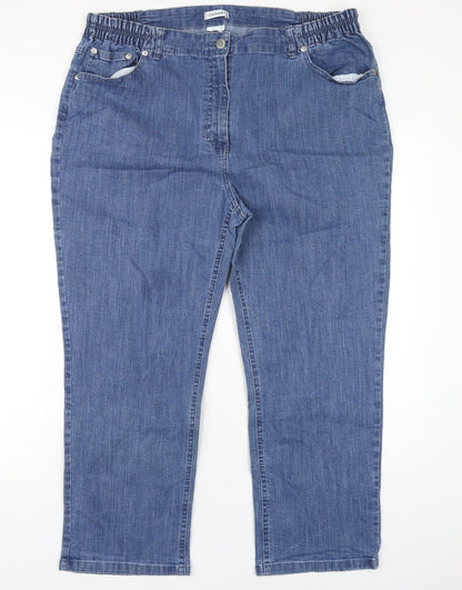 Damart Womens Blue Cotton Straight Jeans Size 36 in L26 in Regular Zip