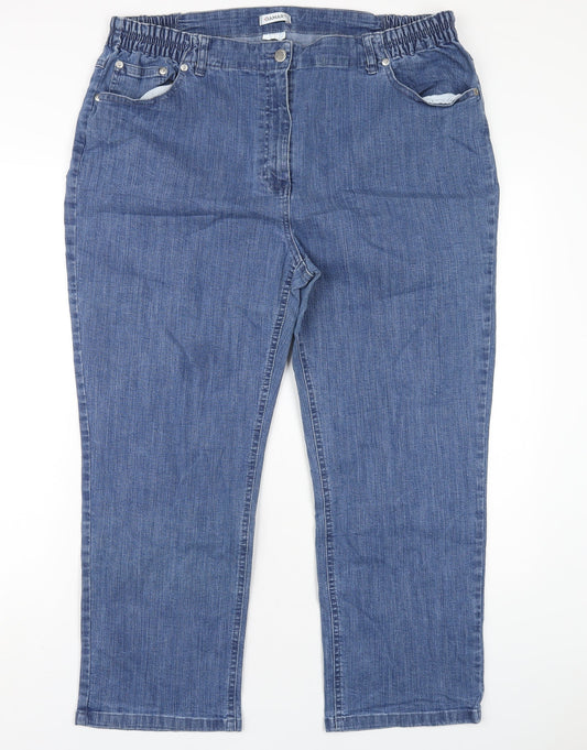 Damart Womens Blue Cotton Straight Jeans Size 36 in L26 in Regular Zip