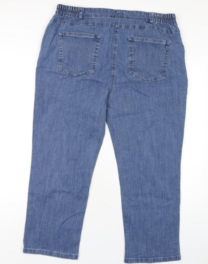 Damart Womens Blue Cotton Straight Jeans Size 36 in L26 in Regular Zip