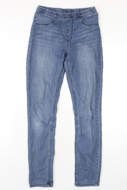 H&M Girls Blue Cotton Jegging Jeans Size 14 Years L29 in Regular Pullover