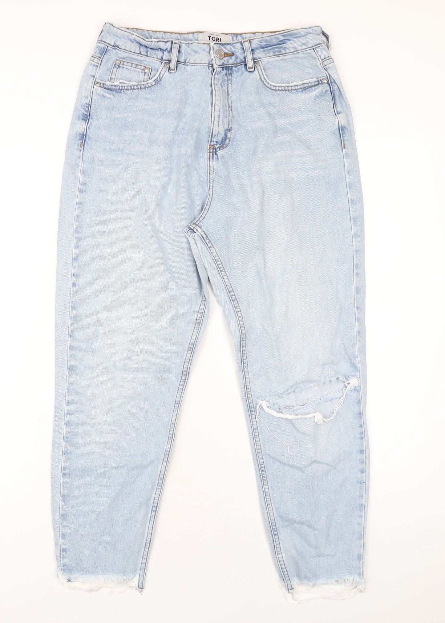 New Look Womens Blue Cotton Straight Jeans Size 12 L26 in Regular Zip