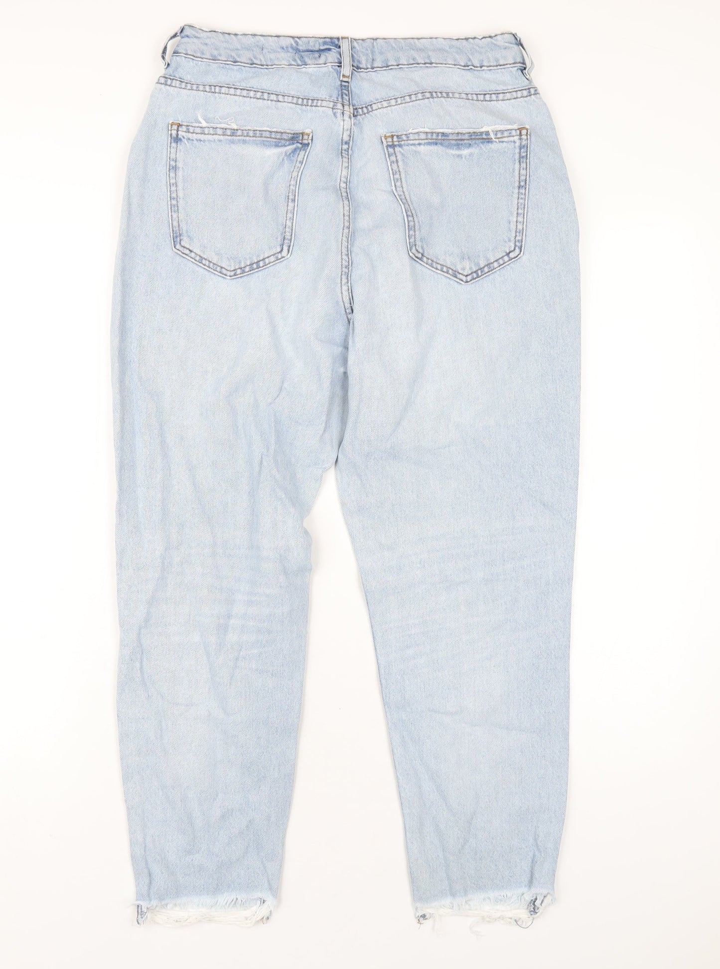 New Look Womens Blue Cotton Straight Jeans Size 12 L26 in Regular Zip