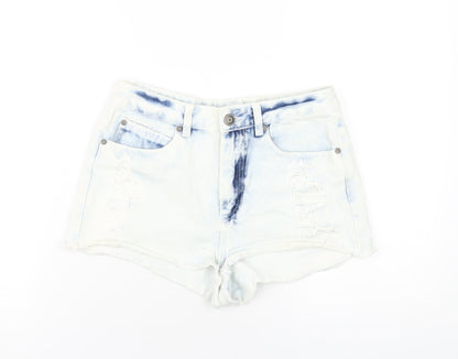 Denim & Co. Womens Blue Cotton Hot Pants Shorts Size 26 in Regular Zip