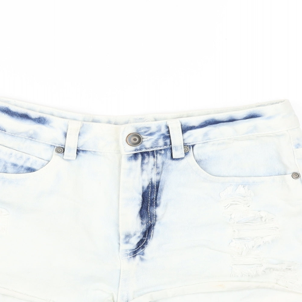 Denim & Co. Womens Blue Cotton Hot Pants Shorts Size 26 in Regular Zip