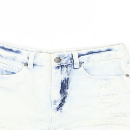 Denim & Co. Womens Blue Cotton Hot Pants Shorts Size 26 in Regular Zip