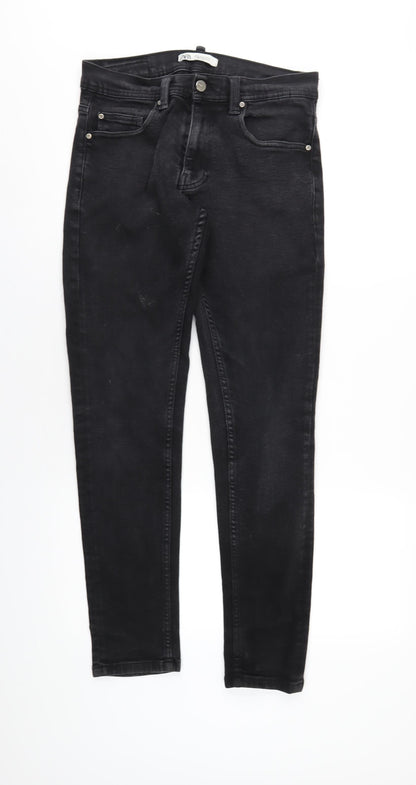 Zara Womens Black Cotton Skinny Jeans Size 10 L31 in Regular Zip