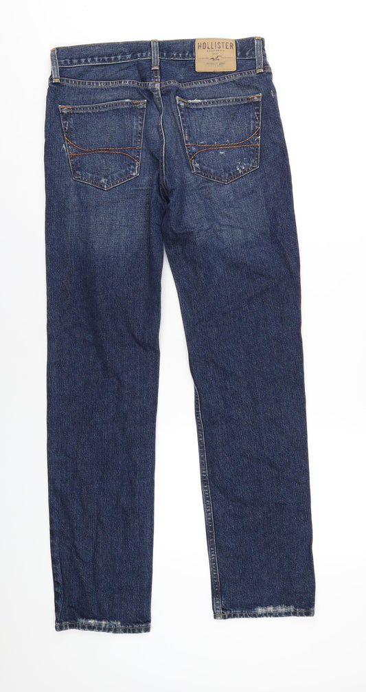 Hollister Mens Blue Cotton Straight Jeans Size 30 in L32 in Slim Zip