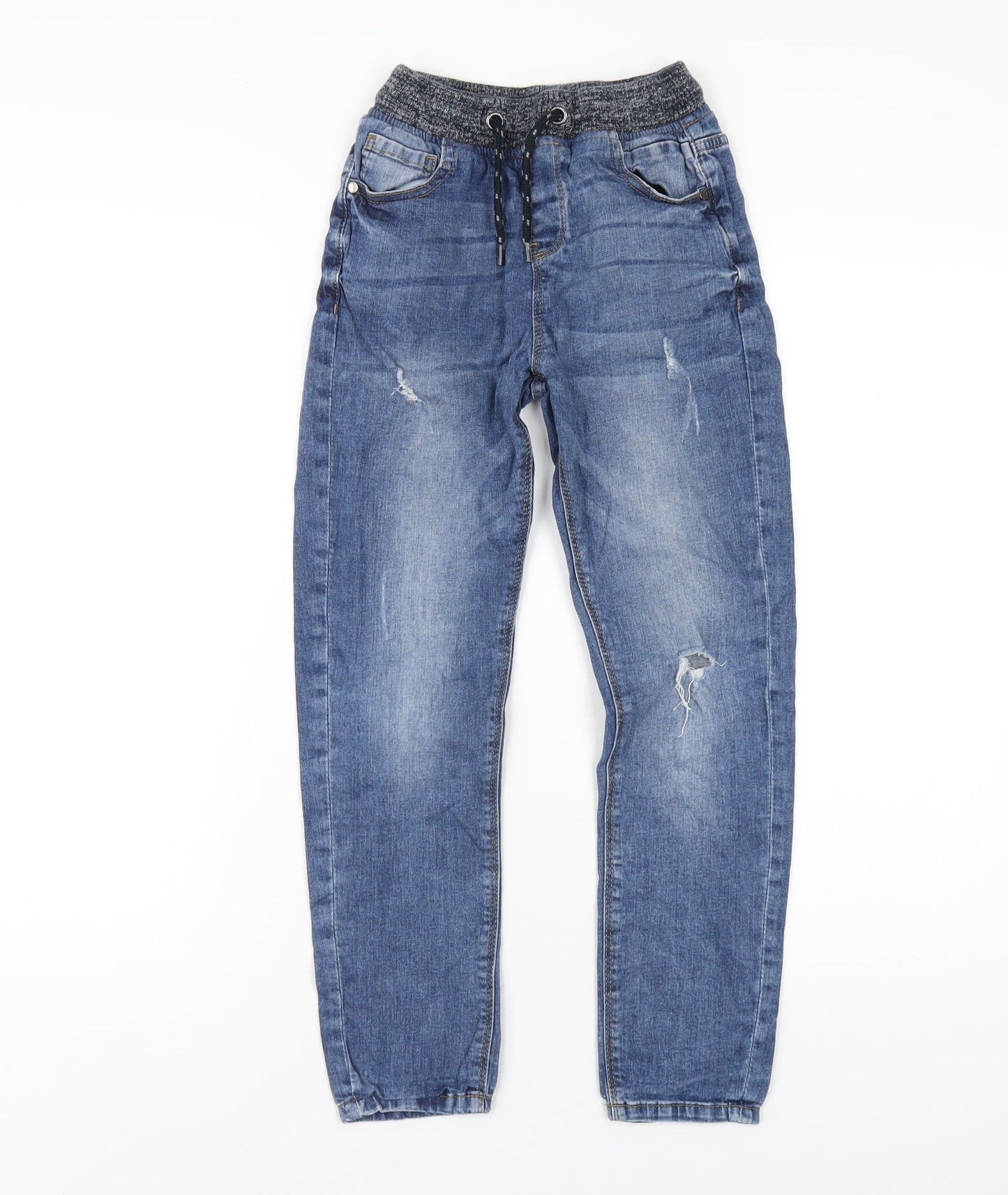 NEXT Boys Blue Cotton Straight Jeans Size 9 Months L26 in Regular Drawstring