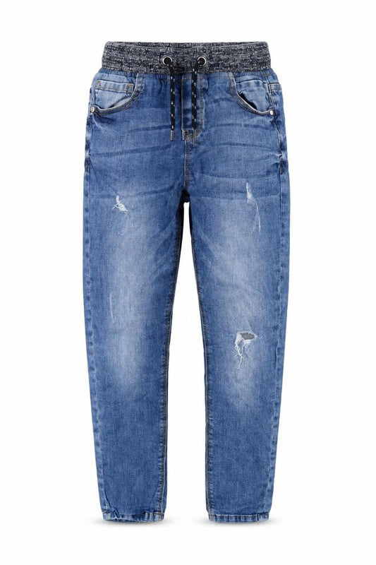 NEXT Boys Blue Cotton Straight Jeans Size 9 Months L26 in Regular Drawstring