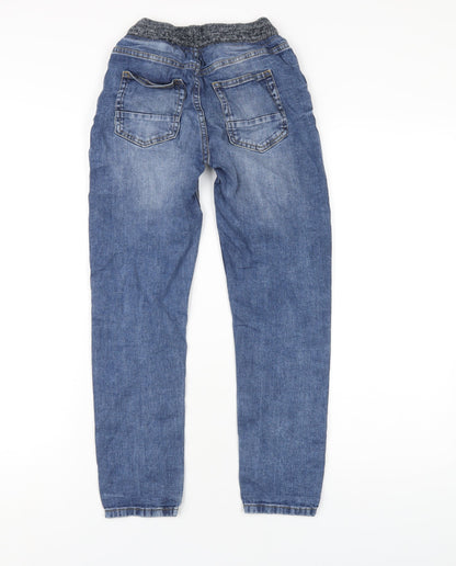 NEXT Boys Blue Cotton Straight Jeans Size 9 Months L26 in Regular Drawstring
