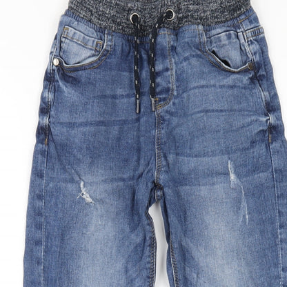 NEXT Boys Blue Cotton Straight Jeans Size 9 Months L26 in Regular Drawstring