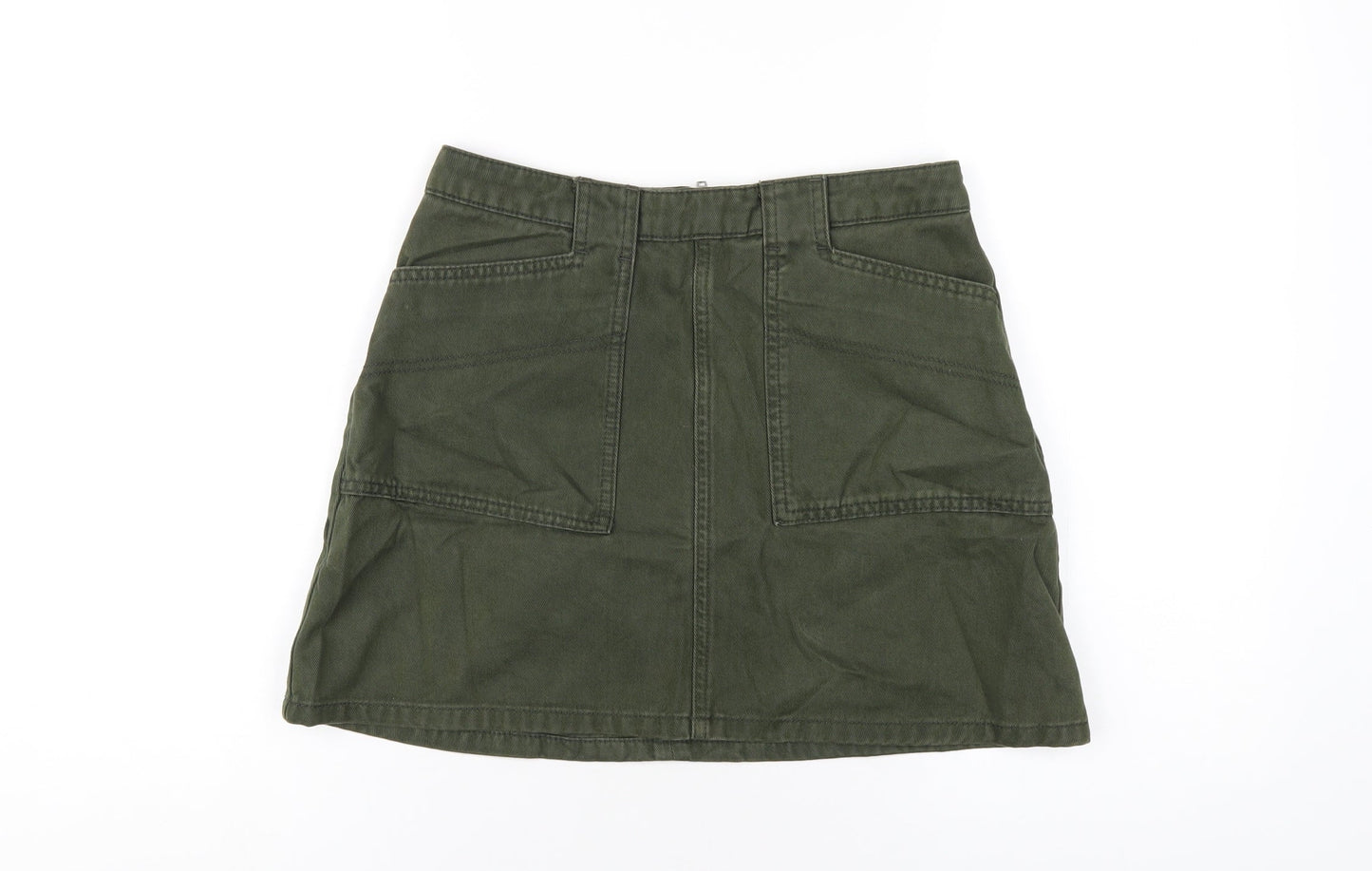 BDG Womens Green Cotton A-Line Skirt Size M Zip