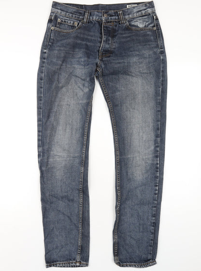 Bellfield Mens Black Cotton Straight Jeans Size 30 in L32 in Regular Button