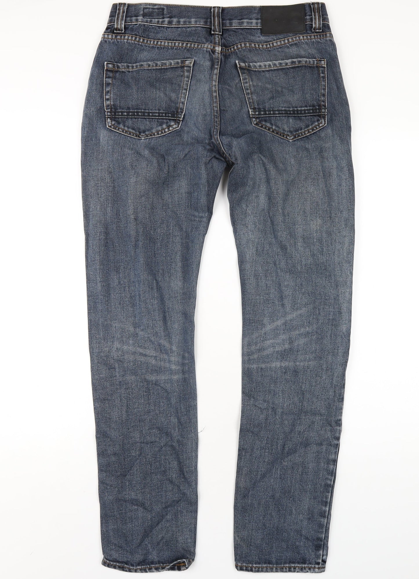 Bellfield Mens Black Cotton Straight Jeans Size 30 in L32 in Regular Button