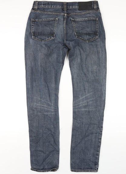 Bellfield Mens Black Cotton Straight Jeans Size 30 in L32 in Regular Button