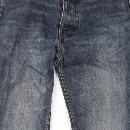 Bellfield Mens Black Cotton Straight Jeans Size 30 in L32 in Regular Button