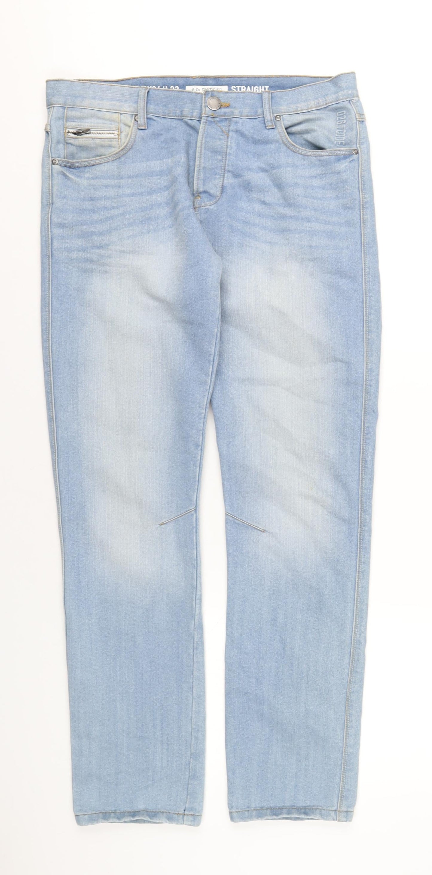 Denim & Co. Mens Blue Cotton Straight Jeans Size 34 in L32 in Regular Button