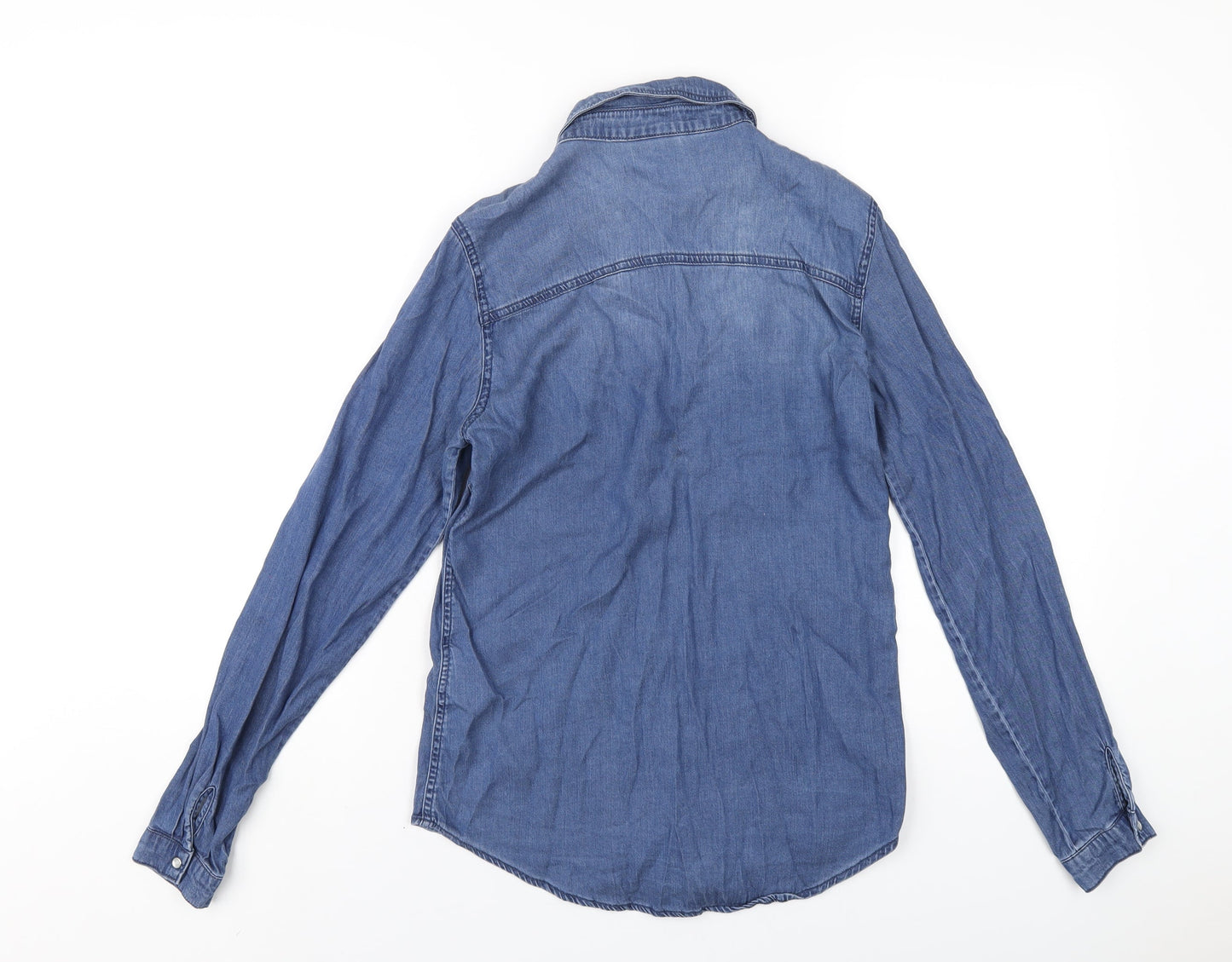 Womens UK Size S VILA Blue Basic Button-Up