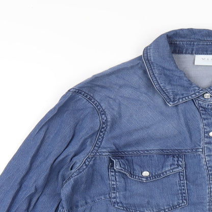 Womens UK Size S VILA Blue Basic Button-Up