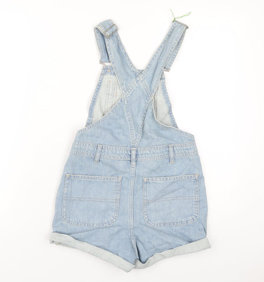 Topshop Womens Blue Cotton Playsuit One-Piece Size 4 Buckle