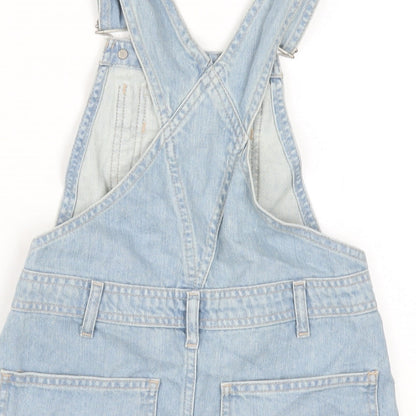 Topshop Womens Blue Cotton Playsuit One-Piece Size 4 Buckle