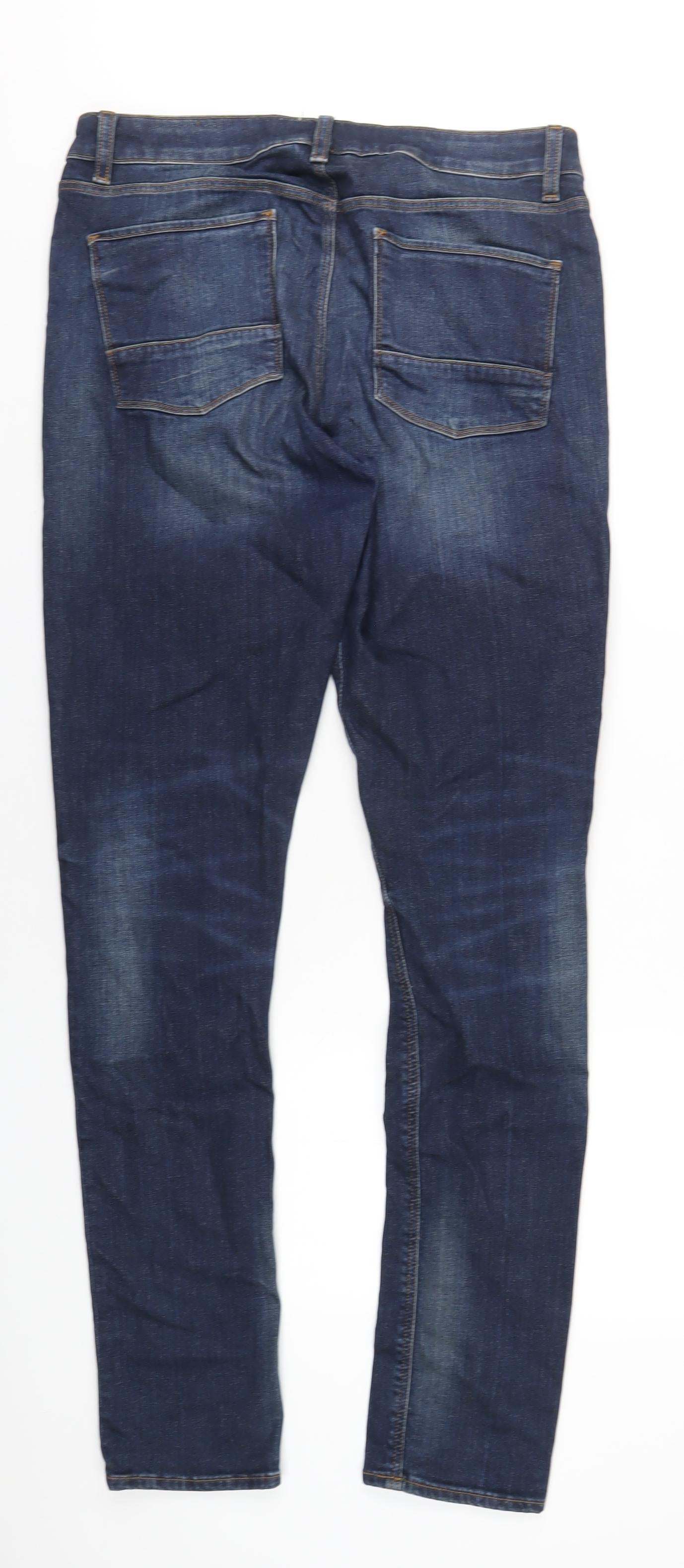 ASOS Mens Blue Cotton Skinny Jeans Size 34 in L34 in Regular Zip