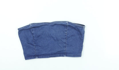 Womens UK Size 12 Topshop Blue Cropped Blouse
