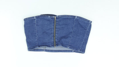 Womens UK Size 12 Topshop Blue Cropped Blouse