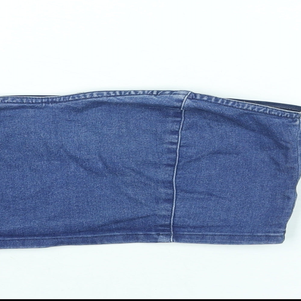 Womens UK Size 12 Topshop Blue Cropped Blouse