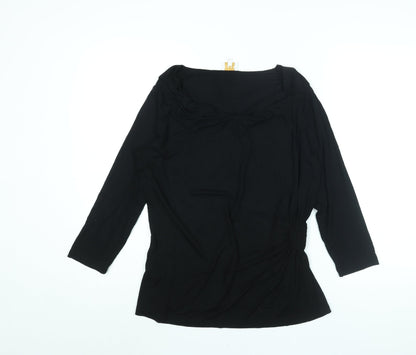 EAST Womens Black Viscose Basic Blouse Size 16 Cowl Neck - Rouched Detail