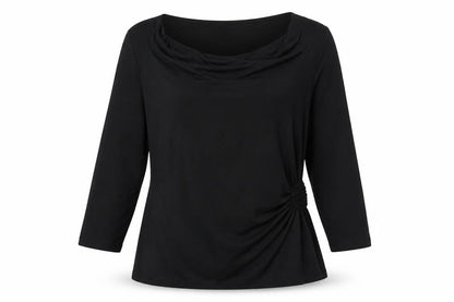 EAST Womens Black Viscose Basic Blouse Size 16 Cowl Neck - Rouched Detail