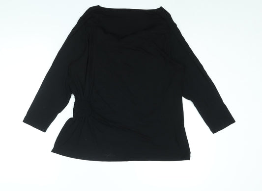 EAST Womens Black Viscose Basic Blouse Size 16 Cowl Neck - Rouched Detail