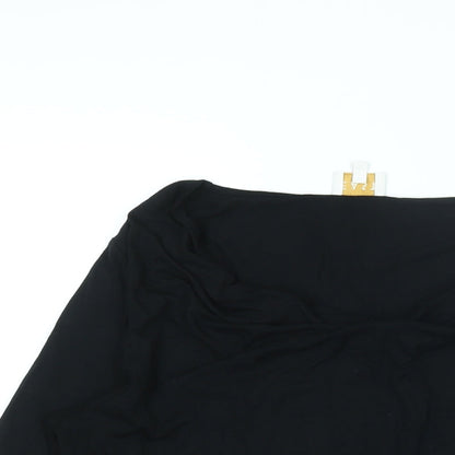 EAST Womens Black Viscose Basic Blouse Size 16 Cowl Neck - Rouched Detail